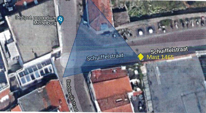 Locatie passantenteller in de Schuiffelstraat